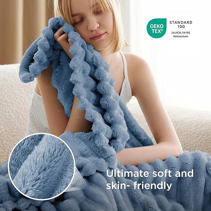 Bedsure GentleSoft Throw Blanket for Couch - Cozy Soft Blankets for Women, Cute Small Throws for Girls, Ashley Blue, 50x70 Inches