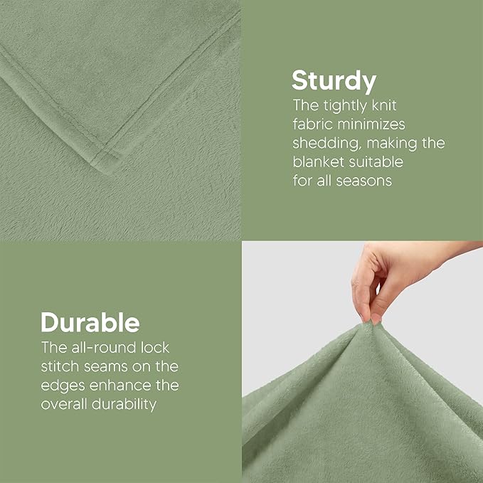 Utopia Bedding Fleece Blanket King Size Sage Green 300GSM Luxury Fuzzy Soft Anti-Static Microfiber Bed Blanket (90x102 Inch)