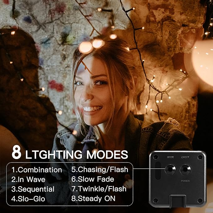 Solar String Lights Outdoor, 2 Pack 170FT 480 LED Waterproof Solar Christmas Lights with 8 Lighting Modes for Tree Xmas Decorations