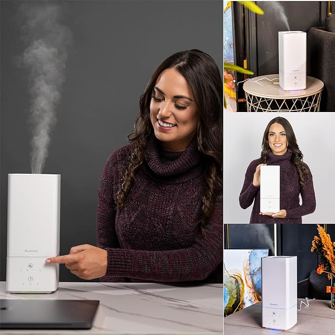 BlueHills 2000 ML Essential Oil Diffuser Humidifier Combo Square White Aroma Diffuser for Large Room Home 2 Liter Extra Large Capacity Long Run High Mist Huge Area Modern Design 2L - Solid White H201