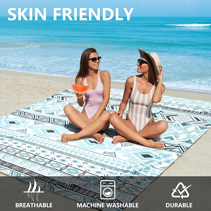 AISPARKY Beach Blanket Waterproof Sandproof Quick Drying Beach Mat Extra Large Outdoor Picnic Blanket for Travel Camping Hiking