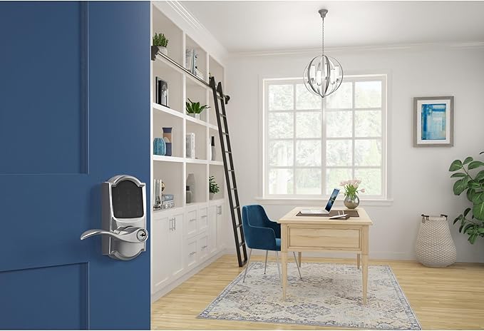 Schlage FE789WB CAM 625 Acc Encode WiFi Accent Lever Smart Lock, Keyless Entry Touchscreen Door Lock with Camelot Trim, Bright Chrome (Pack of 4)