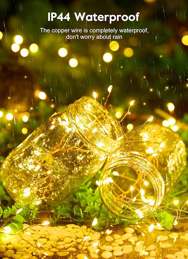 USB Operated Fairy Christmas Lights, 10FT 120LEDs Twinkle Cluster Light with 8 Modes & Remote, Silver Wire Firecracker String Lights for Garland, Room, Bedroom, DIY, Wedding Christmas Tree Decoration