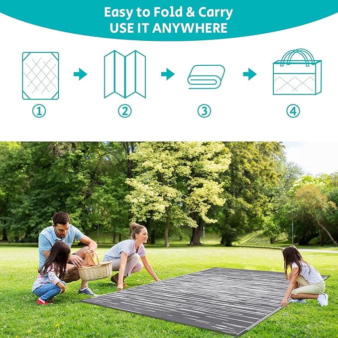 HEBE Outdoor Rug 9'x12' for Patios Clearance Waterproof Patio Mat Plastic Straw Rug Reversible RV Camping Tent Rug Outside Indoor Outdoor Area Rugs for RV,Deck,Beach,Balcony,Camper