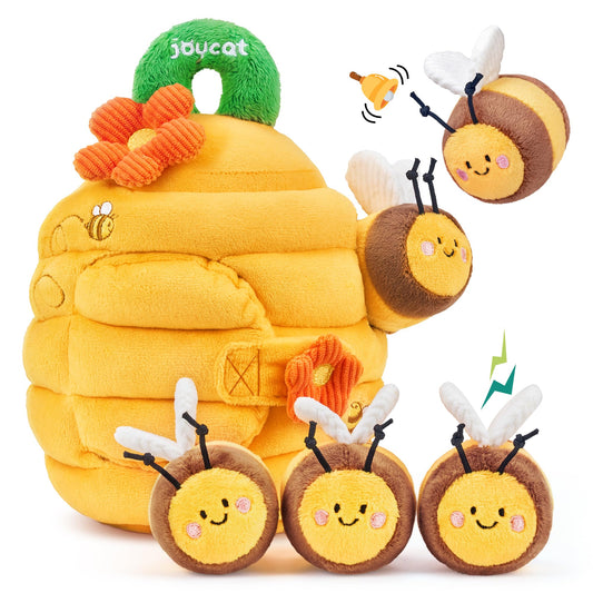 JoyCat Baby Toy for 6-12 Months, Fun Beehive with 5 Stuffed Sensory Bees, Crinkle, Rattle, Mirror, Montessori Toys for 6-9 Months Old Babies, Infant Toys Baby Shower Birthday Gift