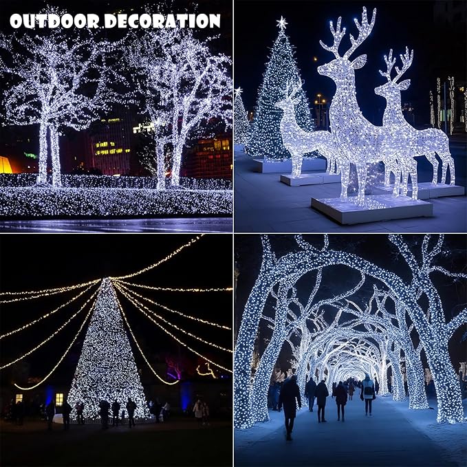 Fairy Lights Plug in,66FT 400 LEDs Waterproof Led String Lights,8 Modes Remote Twinkle Light for Bedroom Window Weddings Christmas Holiday Decoration,Silver Wire,2 Inch Led Space,Cool White