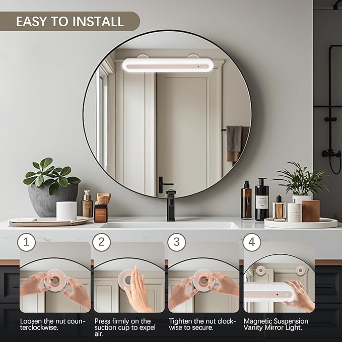 15" Vanity Lights for Mirror, Rechargeable Battery Operated Mirror Lights with Remote Control, 3 Temp&Adjustable Brightness Makeup Light, Cordless Lighting for Vanity Desk (Pink-2Pack)