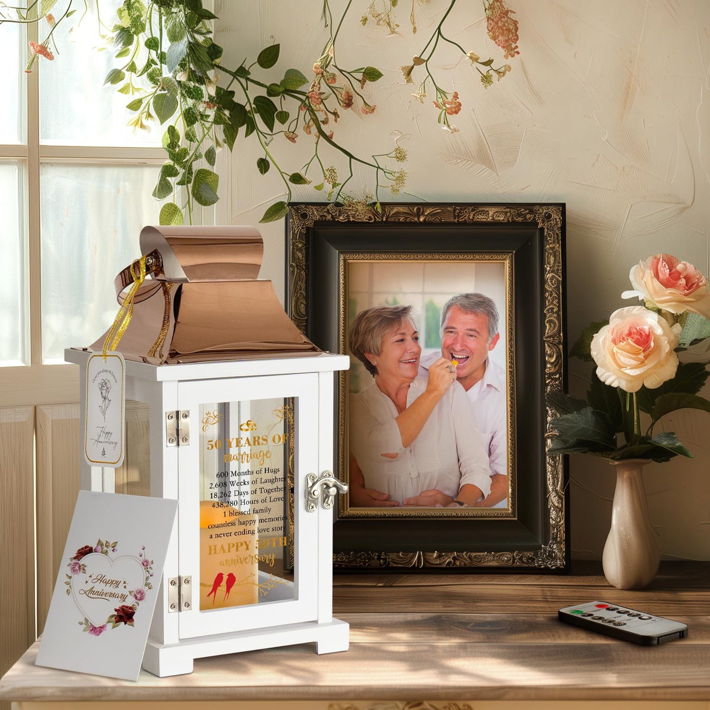 HN HAIINAA 50th Wedding Anniversary Lantern 50th Anniversary Wedding Gifts for Couple Parents Grandparents Husband Wife