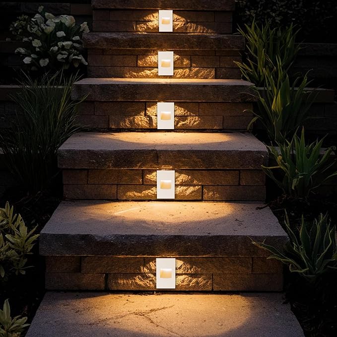 FTL Outdoor Step Lights LED Stair Lights Indoor, 3CCT 12V Low Voltage Light for Stairs 3000K/4000K/5000K Color Changing 3.5W 150LM, Aluminum Vertical Deck Stair Light White, 6-Pack