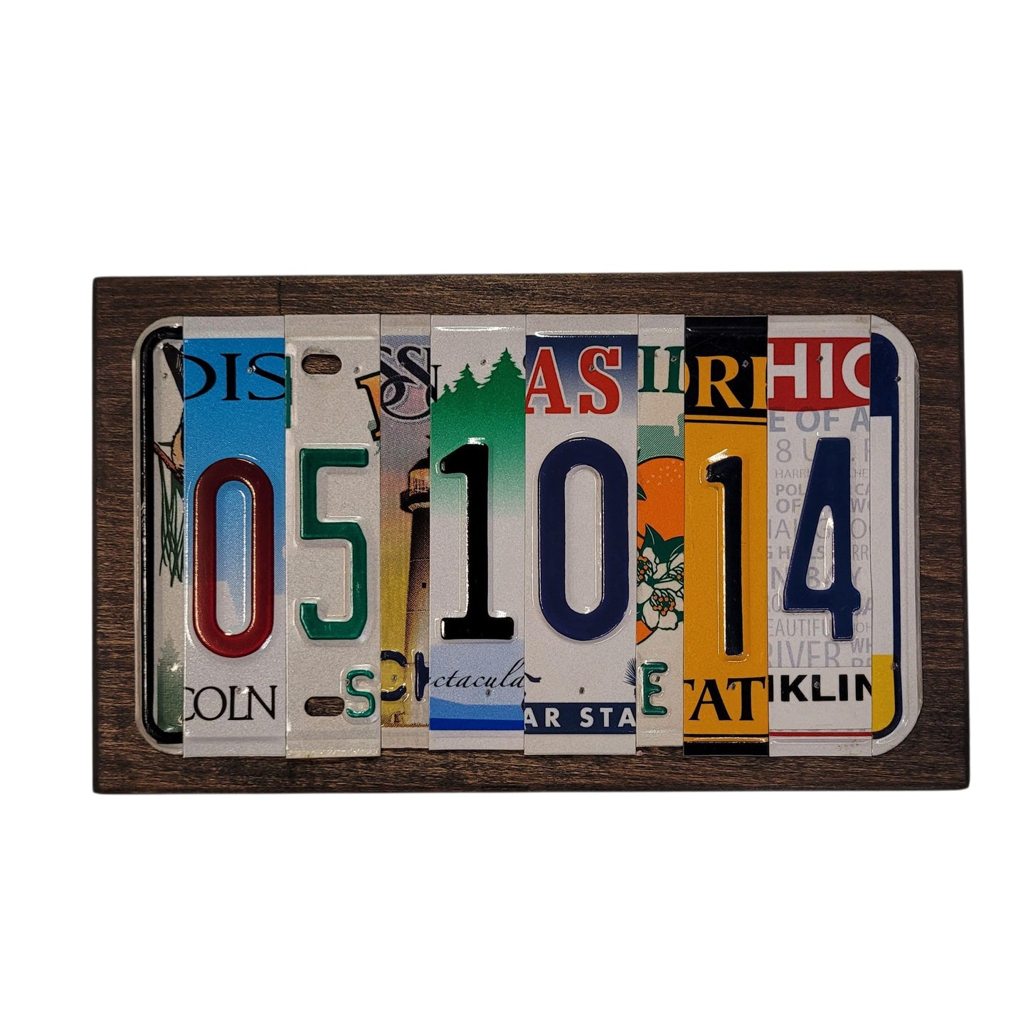 Jersey Plate Art - Custom Wedding, Anniversary, and Birthday License Plate Date Signs. Real cut license plates, not pictures of license plates