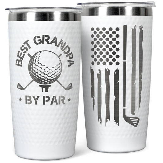 HUNIGIFT Grandpa Gifts - Fathers Day Gift for Grandpa by Par - Fathers Day Golf Gifts for Grandfather Golfer Men from Grandkids, Granddaughter, Grandson - 20 Oz Stainless Steel Tumbler
