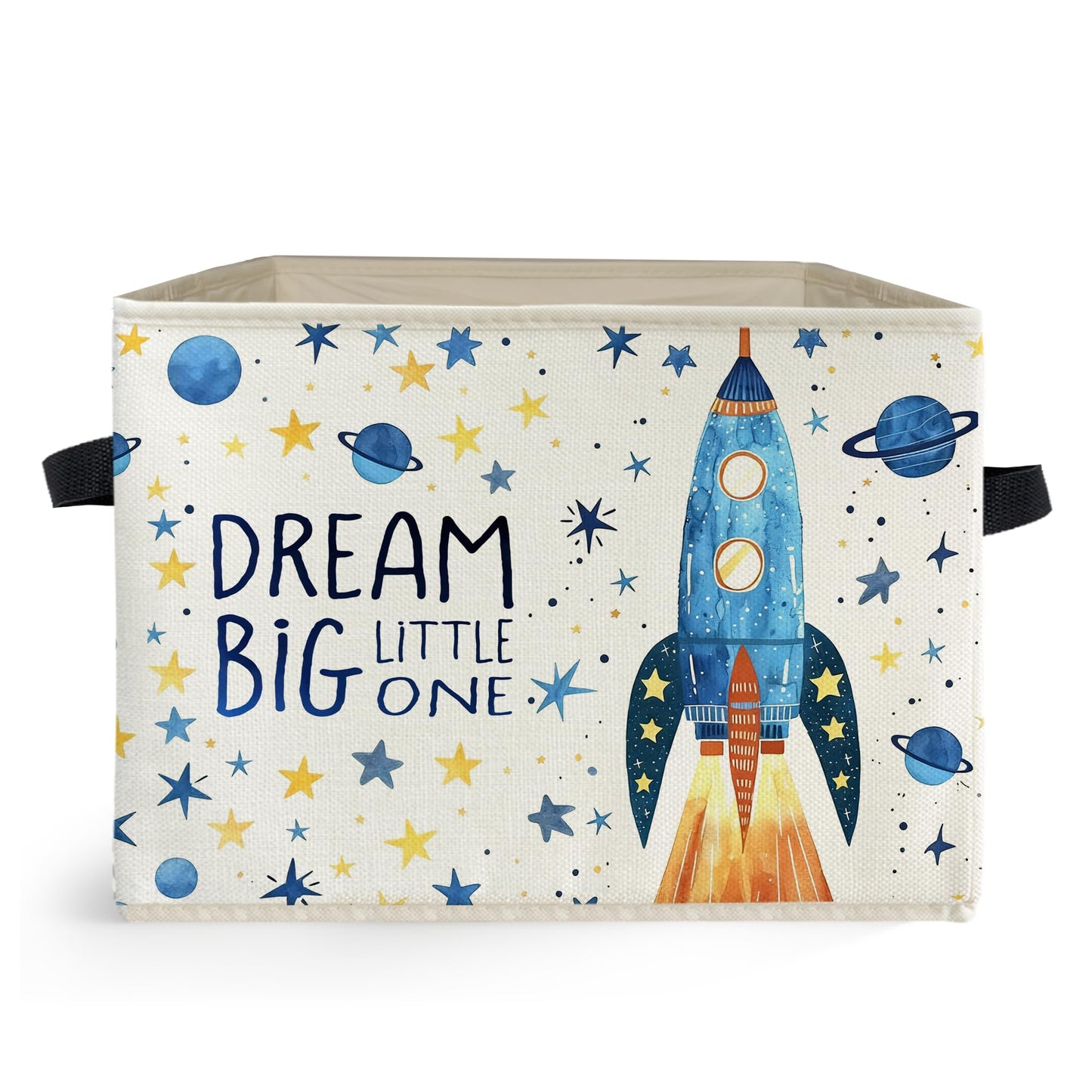 Ghoaoivo Space Nursery Storage Box Bins, Fantasy Spaceman Rocket Starry Planet Cosmic Collapsible Storage Basket Organizer for Boys Kids Room Laundry Room Clothes Toys Books, Toybox for Boys