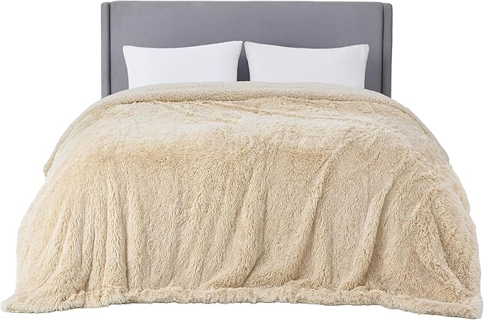 Bedsure GentleSoft Fluffy Beige King Size Blanket for Bed, Thick Soft Sherpa Faux Fur Fleece Bedding Fuzzy Plush Winter Warm Heavy Big Large King Blanket, Cozy Beige Gifts for Men Women, 108x90