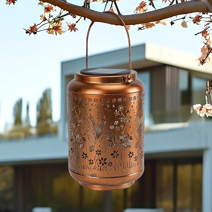 Solar Outdoor Waterproof Hummingbird Garden Decorative Lights, Outdoor Hanging Solar Lanterns, Gifts for Ladies Mom Grandma, for Patio, Deck, Backyard, Porch
