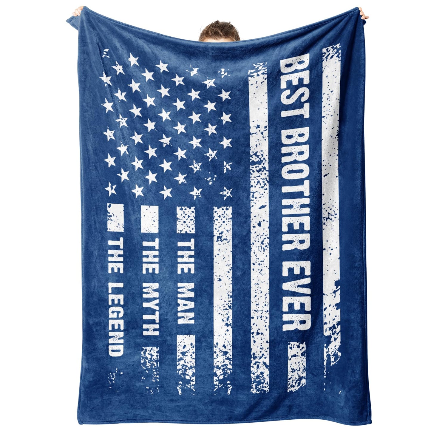musaecoin Birthday Gifts for Brother- Flag Blanket with The Man The Myth The Legend- Brother Gifts from Sister Bro, Cool Graduate for Bro, Soft Blanket Throw for Bed Sofa Car, 60”×50”