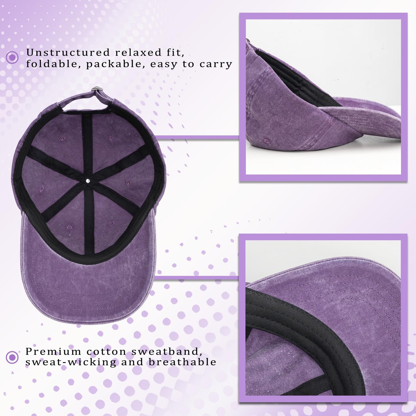 50th Birthday Gifts for Her Him Vintage 1975 Embroidered Black Baseball Cap Women Men (Purple)
