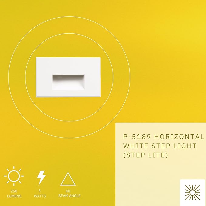 5W LED Horizontal Step Lights, White Finish, 120V Dimmable LED Stair Lights Indoor and Outdoor, 250 Lumens, CRI 90+, IP-65 IC Rated, ETL Listed, Warm White 3000k