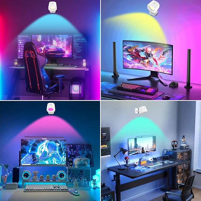Motion Sensor LED Wall Lights with Remote, Cordless LED Wall Mounted Sconces with RGB & Warm White Lighting, Rechargeable Indoor Wall Lamp for Bedroom Bedside Living Room Corridor Picture