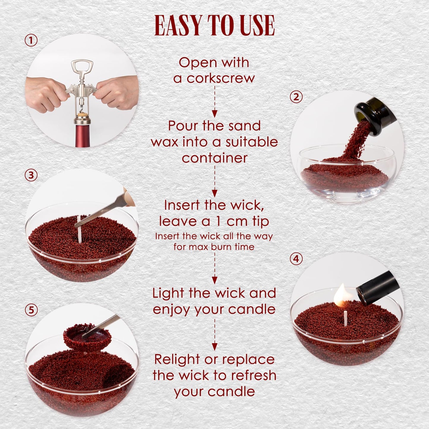 30th Birthday Gifts for Women Men- Pearled Candle Sand in Wine Bottle with Wicks- 30th Birthday Decorations for Her Him, 30 Year Old Bday Gifts for Friend, Sister, Wife, Husband, Red Wine Scent(13oz)