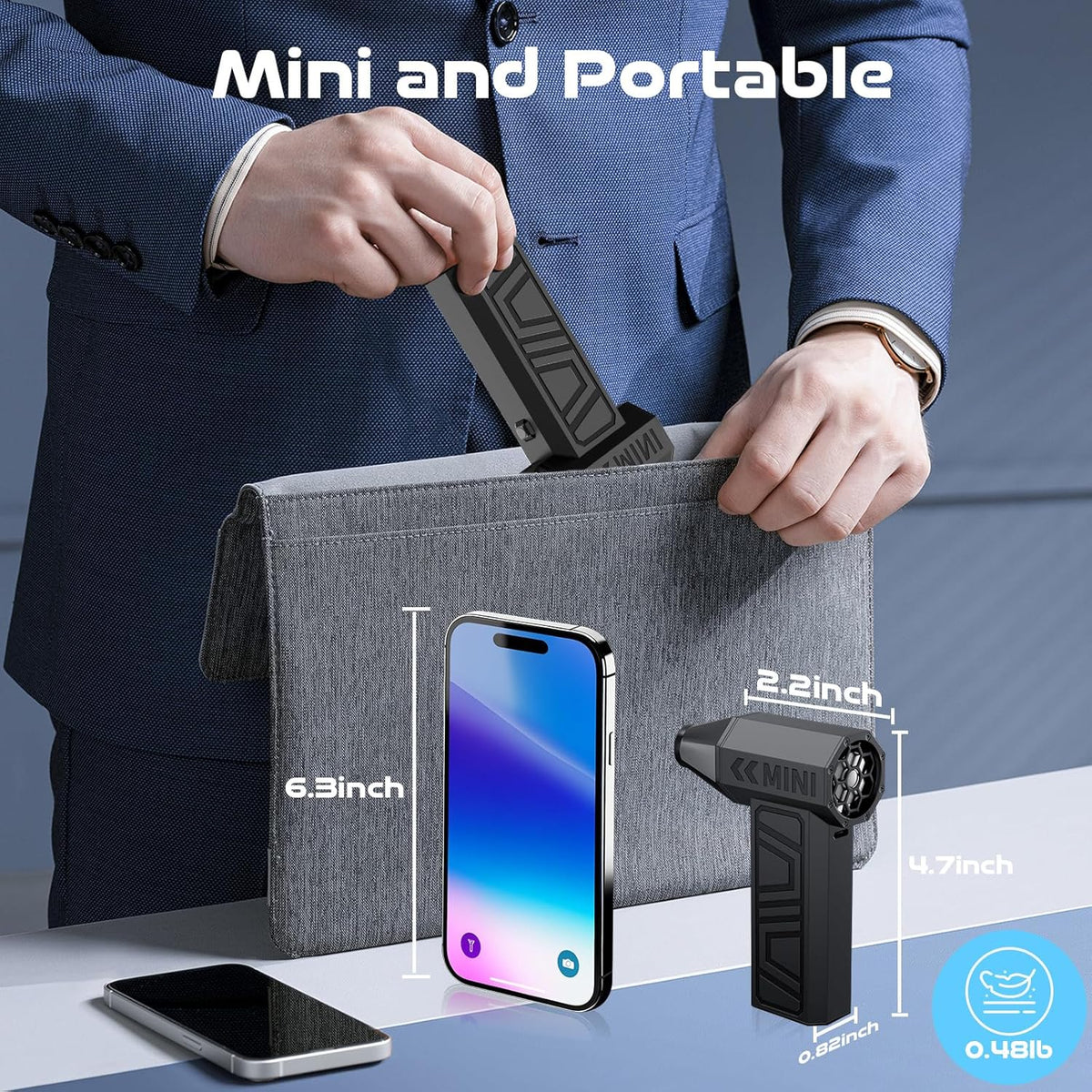 Electric Air Duster, 110000RPM Super Power Turbo Fan Cordless Air Duster, 3-Gear Adjustable Mini Blower with Fast Charging, Dust Blower for Computer, Keyboard, House, Outdoor and Car
