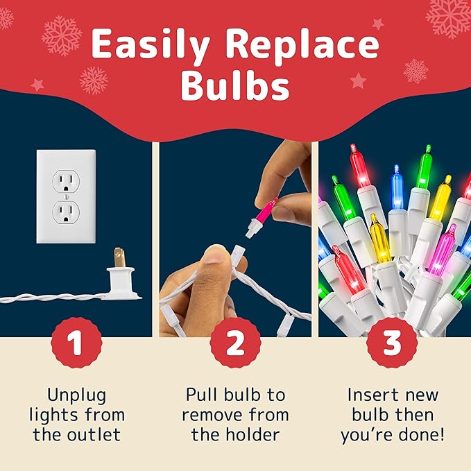 PREXTEX Bright & Colorful Christmas Lights (60 Feet, 300 Lights) - Fall Decor & Christmas Tree Lights with White Wire - Indoor/Outdoor String Lights – Multi-Color Twinkle Lights