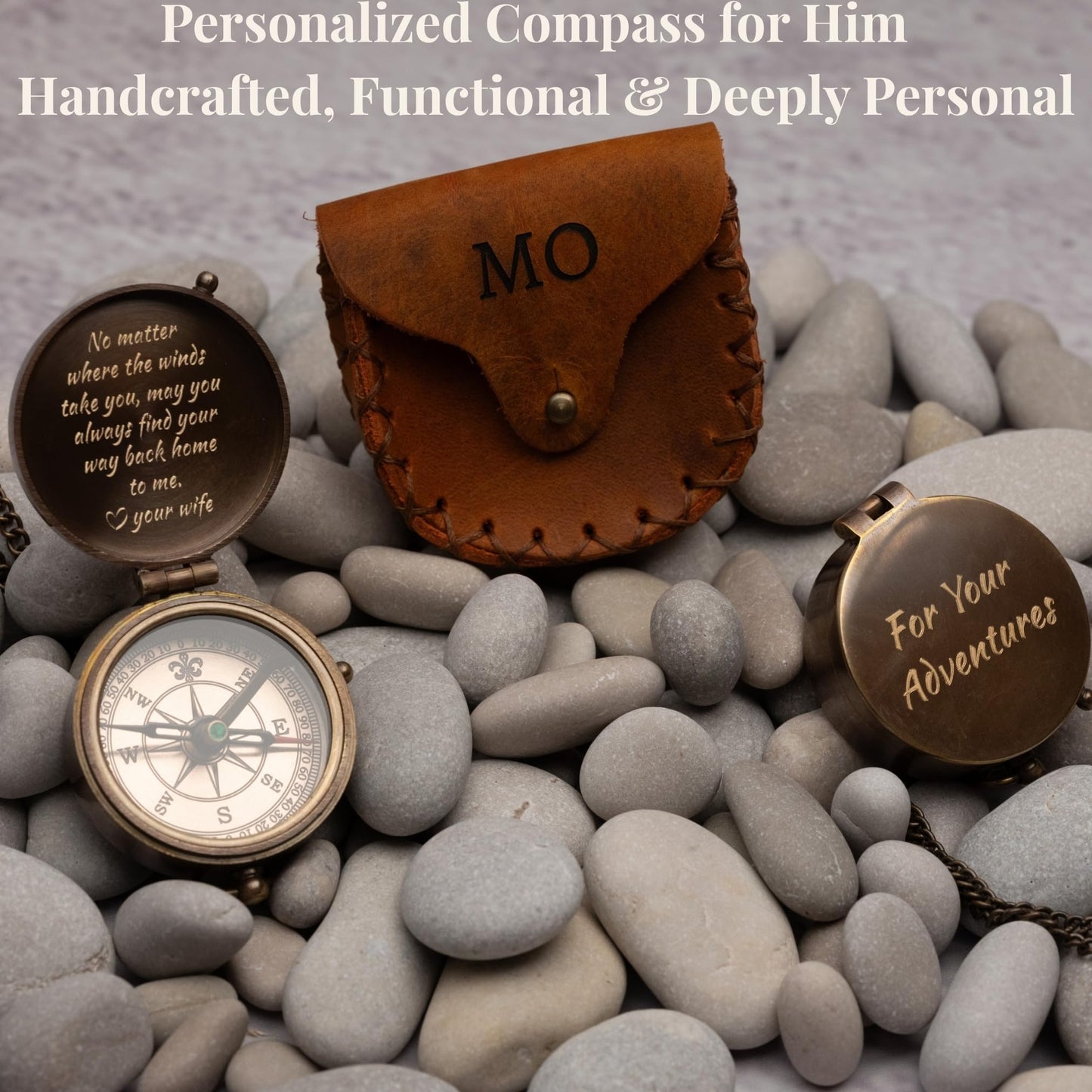 SFdizayn Engraved Compass Gift for Son or Grandson – Personalized Brass Pocket Compass – Custom Keepsake from Dad, Mom, or Grandparents – Graduation, Birthday, Christmas, or Inspirational Gift