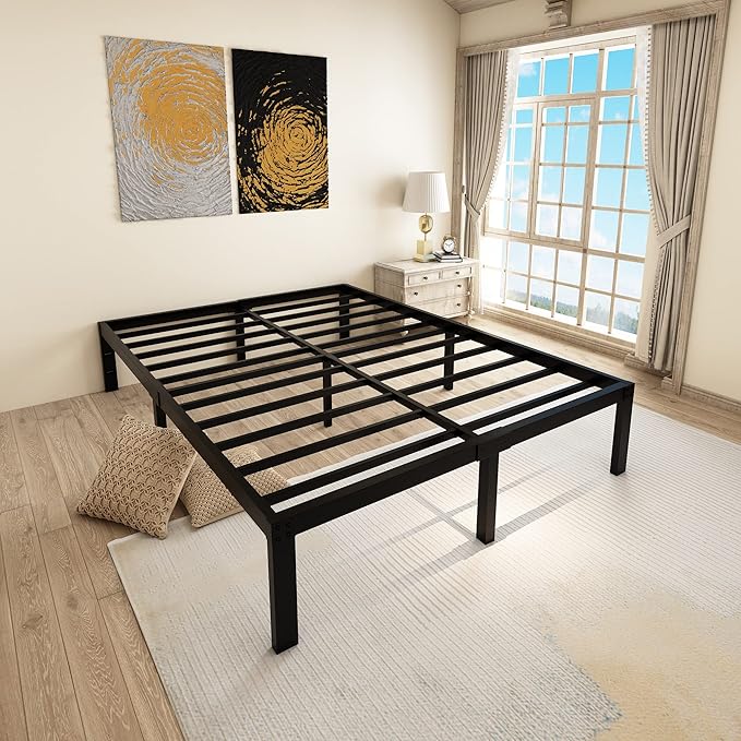 45MinST 14 Inch Reinforced Platform Bed Frame/3500lbs Heavy Duty/Easy Assembly Mattress Foundation/Steel Slat/Noise Free/No Box Spring Needed, Twin