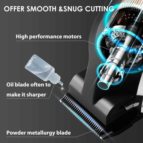 KEMEI Professional Hair Clipper and Hair Trimmer for Men, Cord/Cordless Hair Cutting Kits, Zero Gapped Beard Trimmers, T Blade Barber Clippers with USB Rechargeable, KM-2299, KM-2296