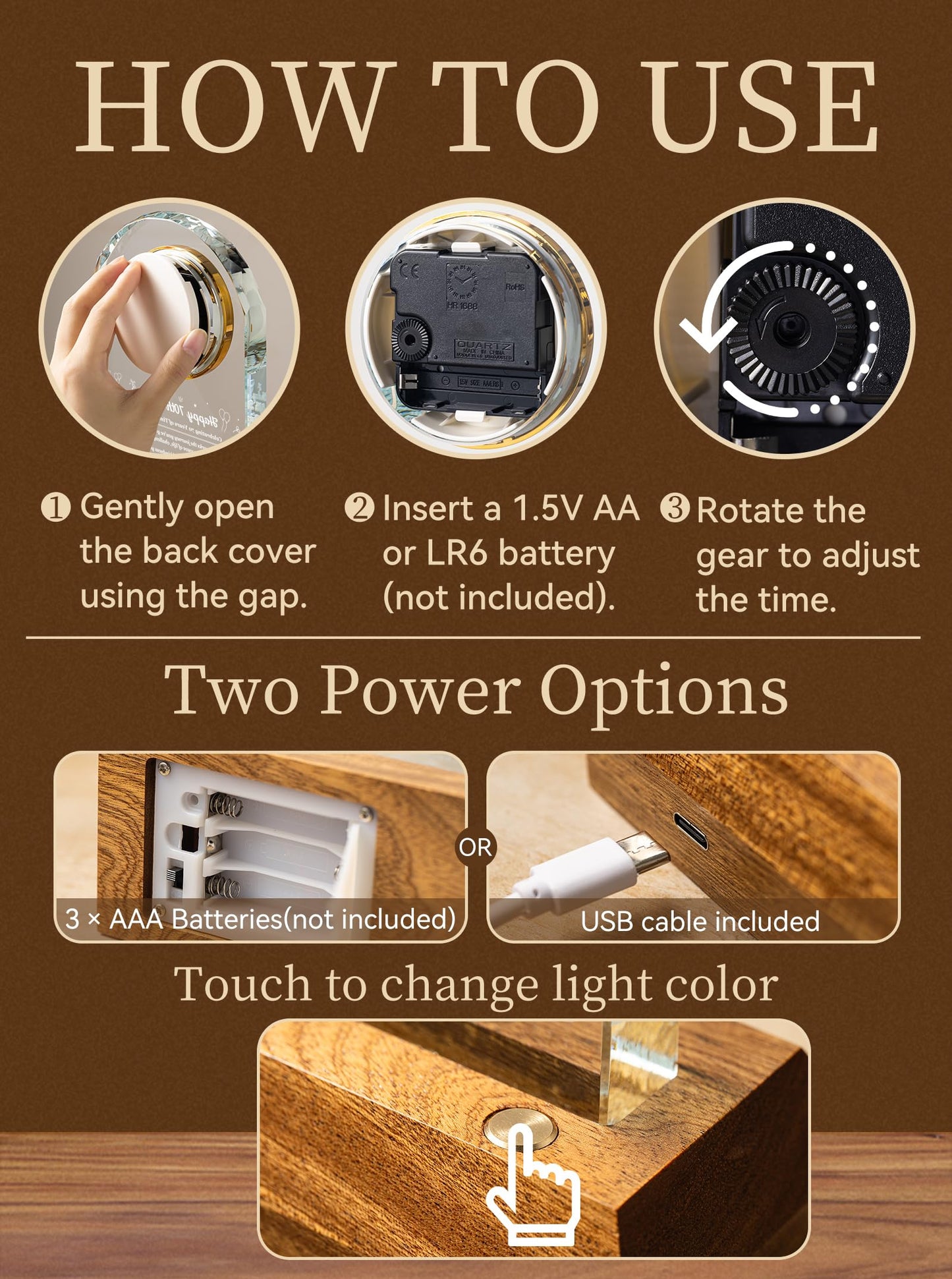 70th Birthday Clock Gifts for Women and Men – Gift for 70 Year Old Mom, Dad, Grandma, or Grandpa with Wooden LED Light Base – Birthday Present Ideas for Her or Him with Gift Box Battery Not Included