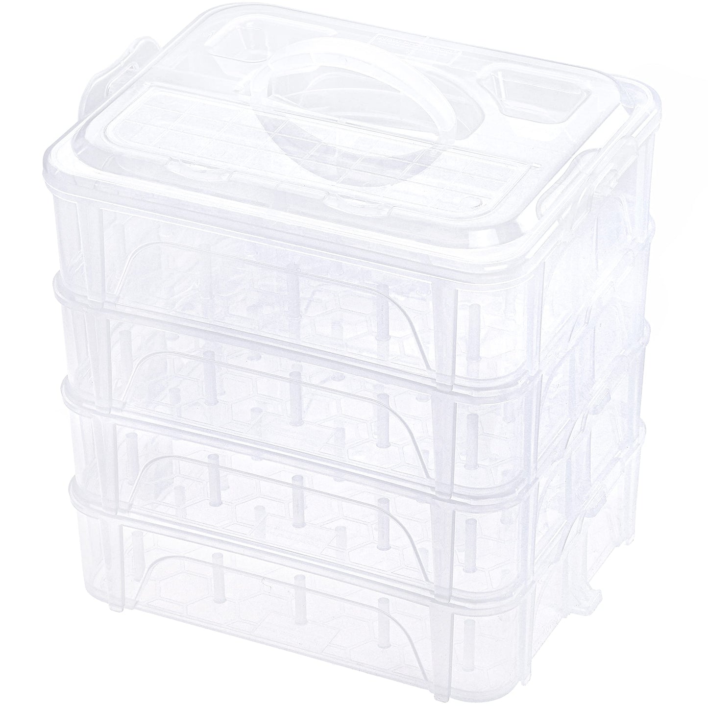 New brothread 4 Layers Stackable Clear Storage Box/Organizer for Holding 80 Spools Home Embroidery & Sewing Thread (Spool Size Requirement: Height≤2.2"/5.6CM; Width≤1.69""/4.3CM)"