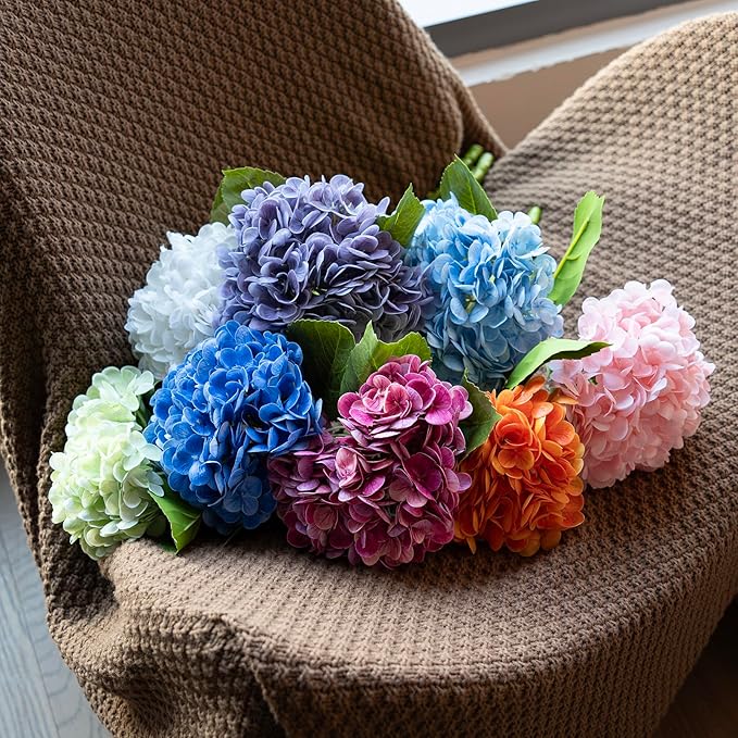 4Pcs 22 inch Lifelike Artificial Hydrangea,2 White & 2 Light Green Large Real Touch Flowers Artificial Flowers Dry Flowers Outdoor Wedding Christmas Office Family Party Living Room Table Deco