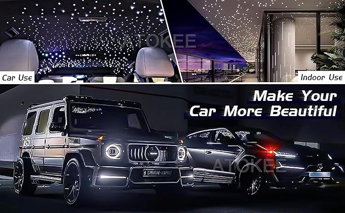 Twinkle Starlight Headliner Kit Mixed 450pcs 9.8ft, 16W Small Size Fiber Optic Lights Car Star Roof Lights with APP/RF Remote Music Mode