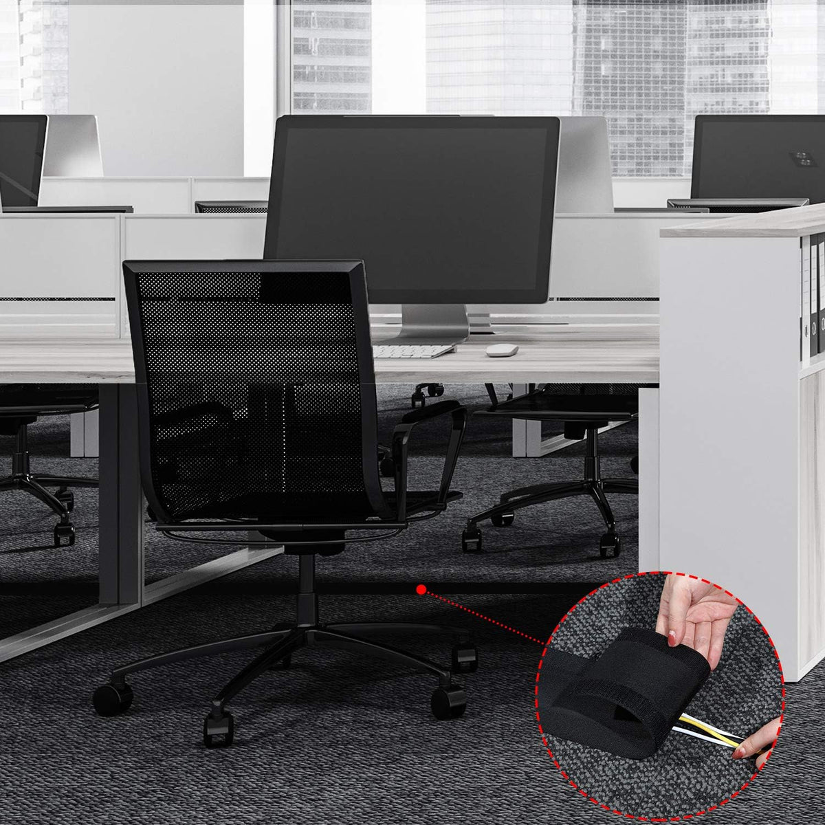 WILLBOND Carpet Cord Cover Cable Grip Floor Cover Cable Protector Management Only for Commercial Office Carpet(Black,19.69 ft)