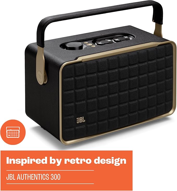 JBL Authentics 300 Portable Wireless Bluetooth Speaker (Black/Gold)