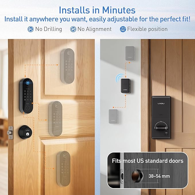 Smart Video Door Lock with 2K Doorbell Camera, Fingerprint & Keypad Keyless Entry, WiFi Deadbolt with PIR Motion Detection & Real-Time Package Alerts, App & Voice Control (Alexa & Google)