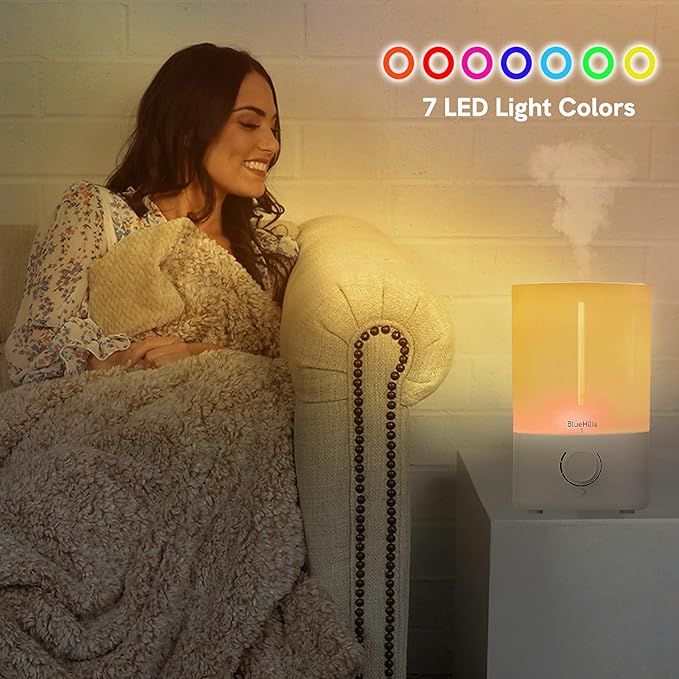 BlueHills Premium Set of Two Large 5000 ML XL and 2500 ML Essential Oil Diffusers Humidifier Combo for Large Room Home with Décor LED Lights Great Gift – Value Pack of White and Dark Wood Grain