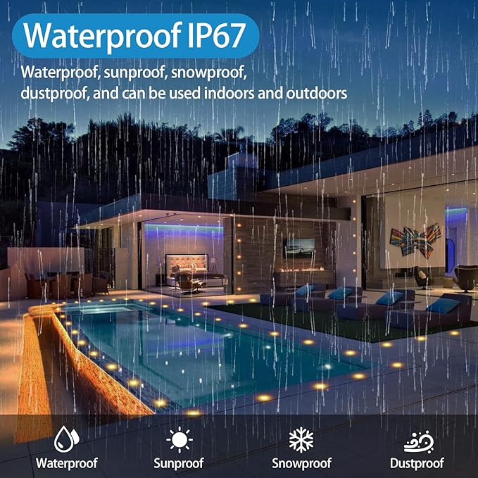 HIBOITEC Recessed LED Deck Light Kits, 1-Pack Recessed Deck Lighting IP67 Waterproof Patio Lighting for Garden Stairs Wooden Deck Ceiling