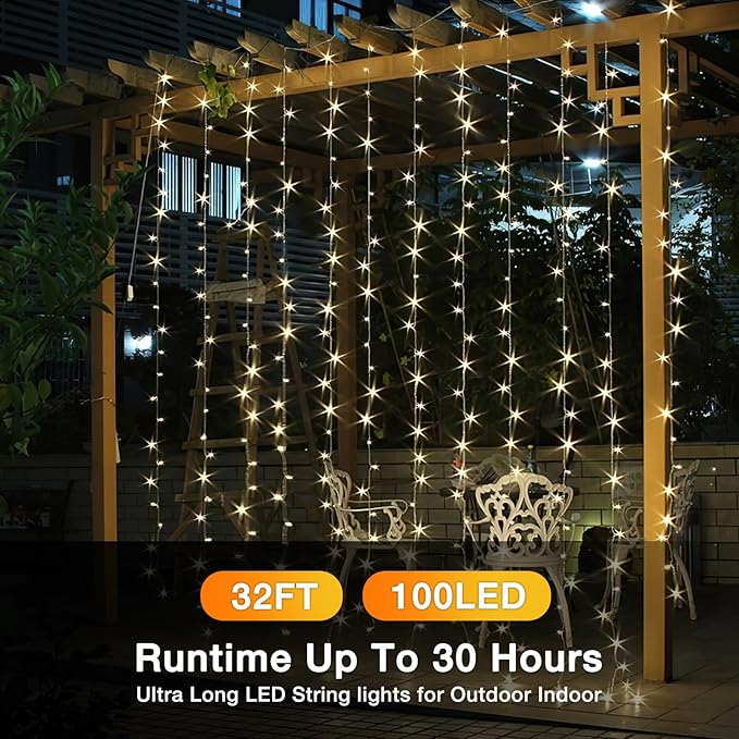 Fairy Lights Plug in, 100 Led with Remote 32Ft, Long Twinkle Light Waterproof String Light Camping Lights, 3 Timer 8 Modes, for Bedroom Wreath Party Window Wedding Decoration