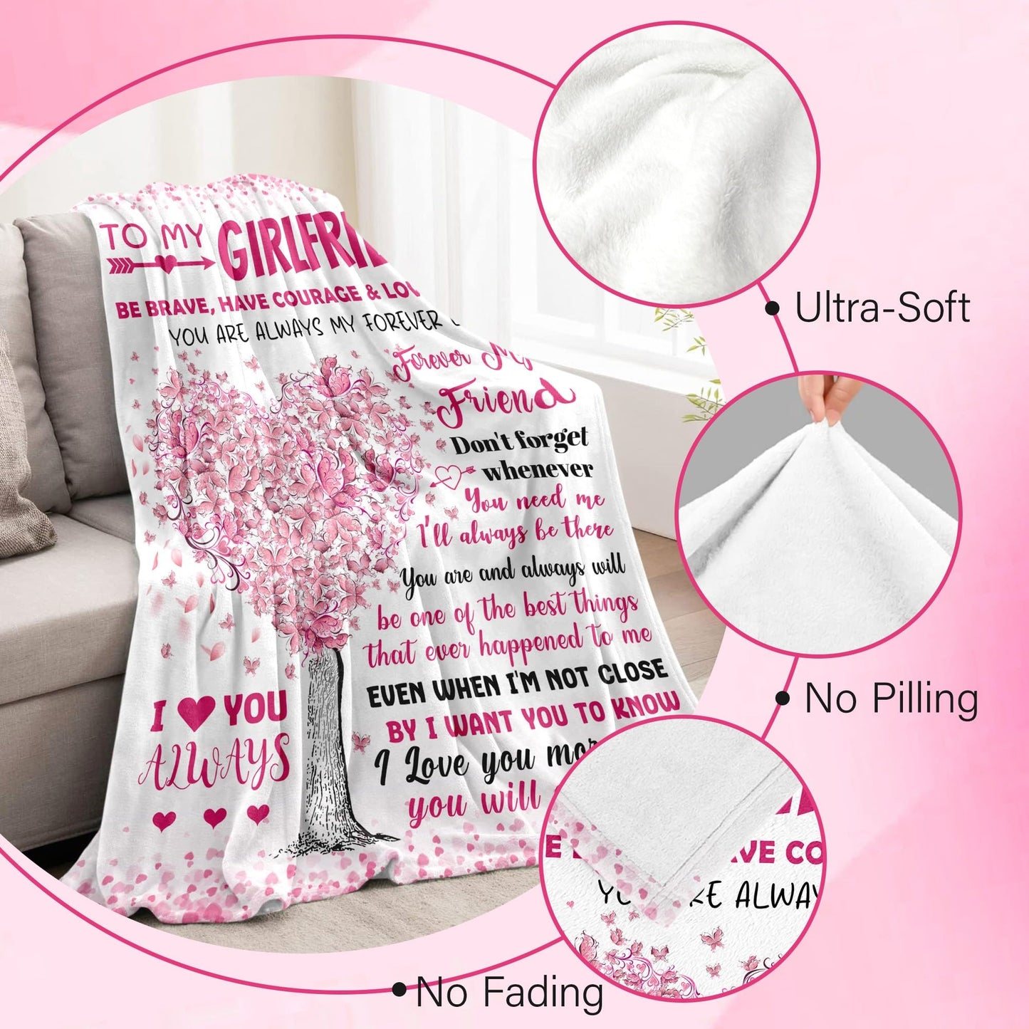 Gifts for Girlfriend - Anniversary Girlfriend Gifts for Women - Graduation & Mothers Day Birthday Gifts for Girlfriend - Romantic Love Present | Valentines Day Gift for Her - Throw Blanket 50"x60"