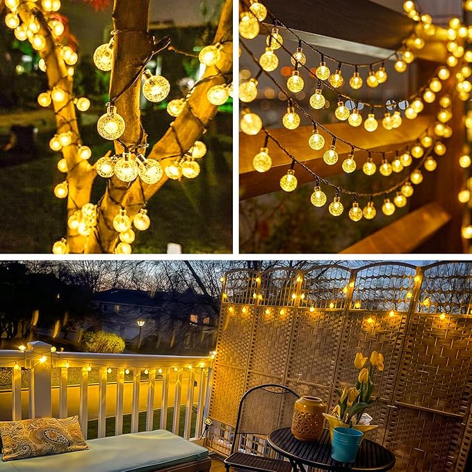 JMEXSUSS Solar String Lights Outdoor Waterproof, Solar Christmas Lights for Garden Patio Yard Tree Party Christmas Decorations, Crystal Globe