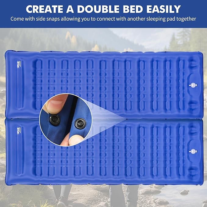 HiiPeak Strong Support Camping Mat, Inflatable Sleeping Mattress 3.9 Inch Thickness Sleeping Pad with Pillow, Quick Inflation Ultralight Portable Camping Sleeping Bed for Backpacking, Hiking, Picnic