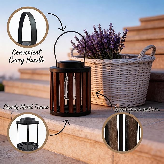 Solar Lanterns Outdoor Waterproof Suitable for Gardens Backyard, Patio Decor, Birthday Gifts for Women Mom Grandma, Hanging Garden Lights for Outside