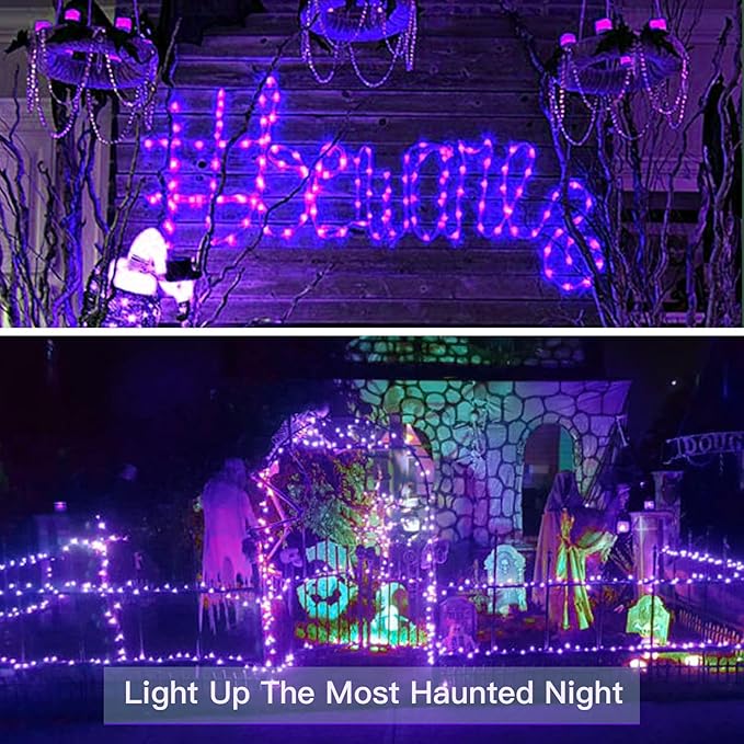 suddus Hallowee Purple Lights Battery Operated, 66ft 200 LED Twinkle Lights Battery Operated, Purple Fairy Lights for Christmas Tree, Garland, Bedroom, Backyard, Porch, Yard, Party Decorations