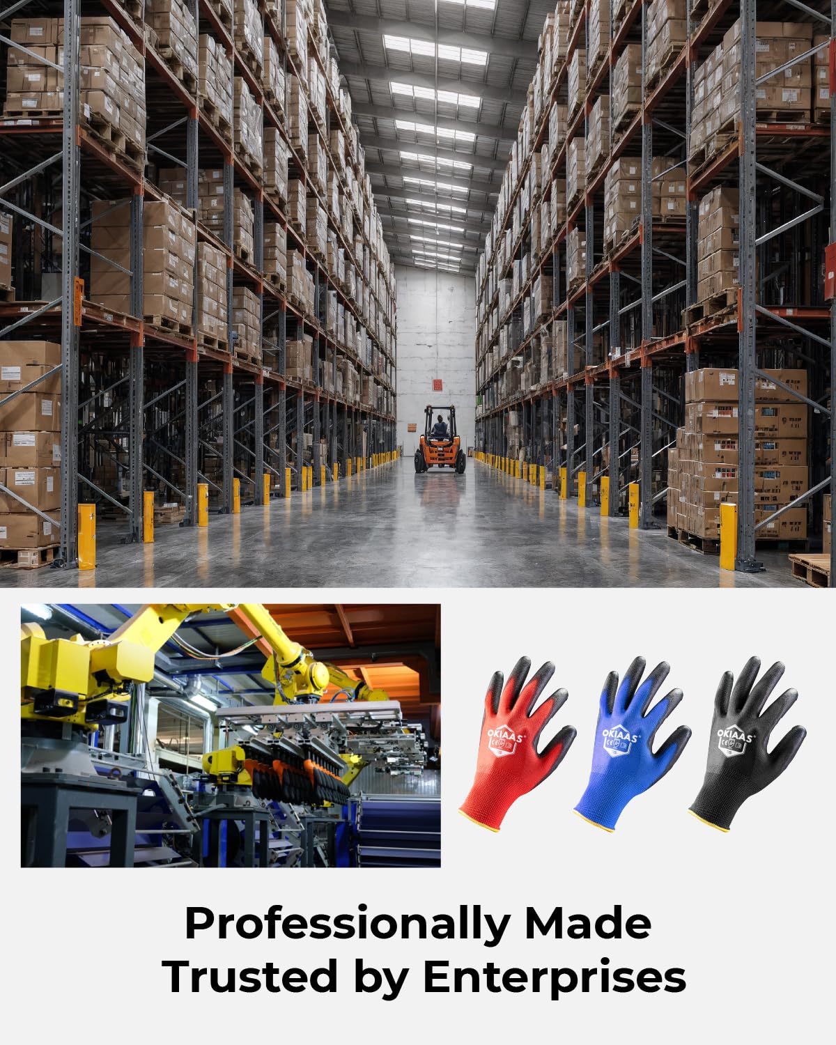 OKIAAS Work Gloves for Men, Ultra Thin and Lightweight with Grip, 12 Pairs Bulk Pack Construction Gloves with Polyurethane Coating, Safety Gloves for Light Duty Work (Green, Medium)
