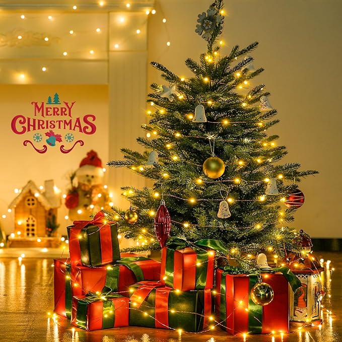 JMEXSUSS 200 LED Fairy Lights Plug in, Warm White Remote Control String Light Indoor Bedroom with Wheel, 66 ft 8 Modes Twinkle Lights for Room Dorm Party Christmas Tree