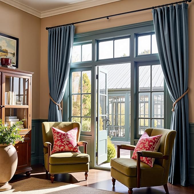 Lazzzy Velvet Blackout Curtains Thermal Insulated Room Window Drapes Super Soft Luxury Curtains for Living Room Bedroom Rod Pocket 2 Panels, Dark Slate, 42" W x 84" L