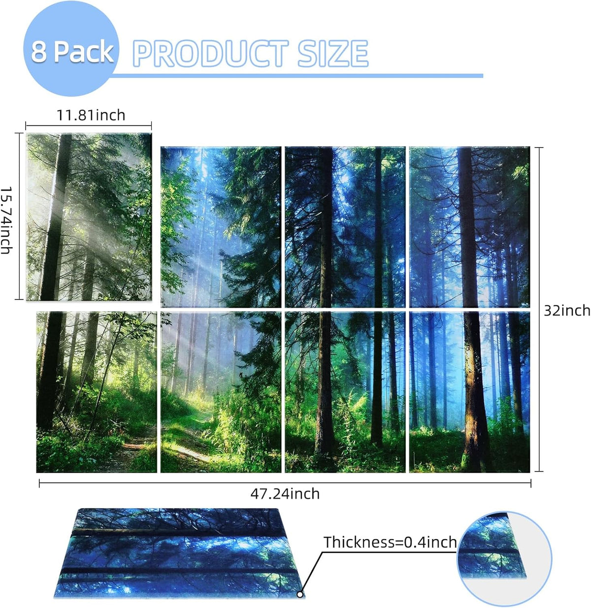 Art Acoustic Panels 8 Pack, Sound Proof Panels for Walls, 48"X32" Self-adhesive Sound Absorbing Wall Art, Decorative Acoustical Panels, Acoustic Treatment for Recording Studio(Nature Forest)