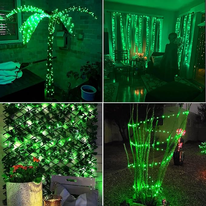 RUICHEN Plug in Fairy String Lights with Switch, Waterproof 66 Ft 200 LED Copper Wire Firefly Lights for Christmas, Parties, Wedding, Ceiling, Craft, Vases, Green