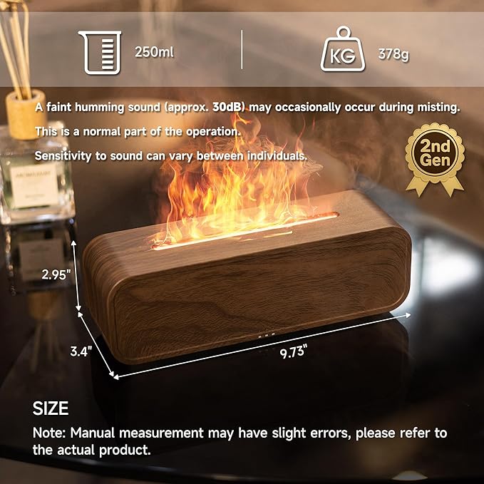 Sound Reactive Flame Air Diffuser Humidifier,7 Colors Aromatherapy Essential Oil Diffuser,Ultrasonic Aroma Humidifier with Timer for Home,Bedroom,Office,Yoga