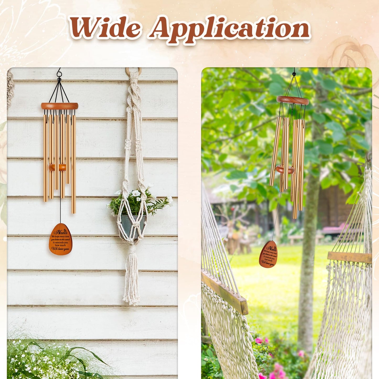 Nana Gifts, Birthday Gifts for Nana from Grandkids, Nana Wind Chimes, Best Grandma Present for Birthday Mother's Day Christmas Thanksgiving - with We Love You